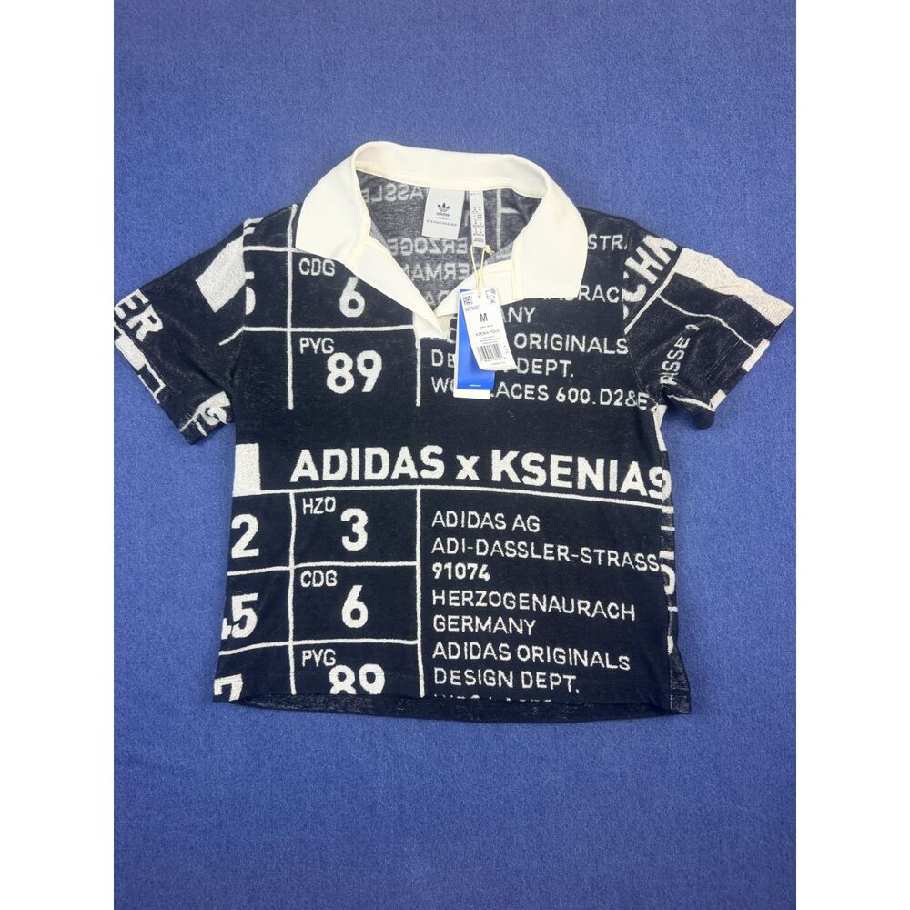 Adidas x Ksenia Schnaider Women’s M Graphic Terry Polo Shirt Black NWT